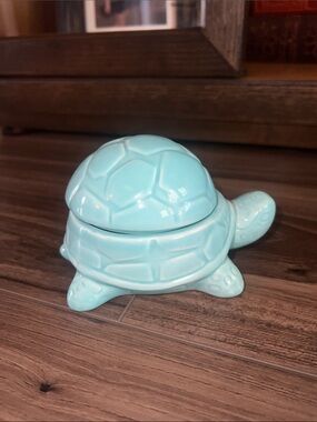 Decorative Ceramic Turtle Trinket Box - Aqua